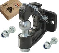 Rebadis Crochet attelage Mixte 3500kg 2 Trous, Chape avec Boule diam 50mm, Anneaux 68 et 76mm. Livré avec visserie