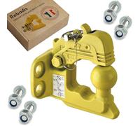 Rebadis Crochet Boule attelage 3500Kg Mixte 4 Trous Jaune, Chape D’attelage 3T5 Boule diam 50mm, entraxe perçage 90x40mm, pour Anneaux 68 ou 76 mm. Livré avec visserie