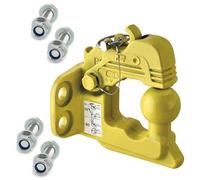 Rebadis Crochet Boule attelage 3500Kg Mixte 4 Trous Jaune, entraxe perçage 83x56mm, Chape D’attelage 3T5 Boule diam 50mm, pour Anneaux 68 ou 76 mm. Livré avec visserie (Entraxe 83x56mm)