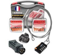 Rebadis Eclairage arrière Feux Led sans fil WiFi pour remorque, Inclus cablettes Antivol, Fixations Magnétique, Kit plaque feu