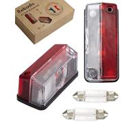 Rebadis Lot de 2 feux de position latéraux rouge/blanc, Feu gabarit 90 x 41mm, Livré AVEC ampoule 12V remorque camping-car caravane