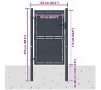 ""Rebais 2026"" Portail de jardin robust 1PC - ZENCORE - PORTILLON D'entrée - en acier 100 x 175 cm anthracite JJ2845600