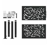 ""Rebais 2026"" Portail de jardin robust 1PC - ZENCORE - PORTILLON D'entrée - noir 100x100 cm en acier avec motif flamme JJ2025635