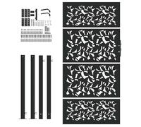 ""Rebais 2026"" Portail de jardin robust 1PC - ZENCORE - PORTILLON D'entrée - noir 100x175 cm en acier avec motif feuille JJ1681014