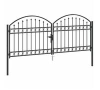 ""Rebais 2026"" Porte de clôture robust 1PC - ZENCORE - PORTAIL D'entrée - avec verrouillage Gris 301 x 175,5 cm Acier JJ3740652
