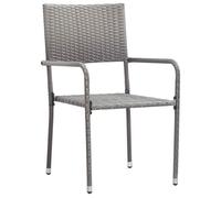 ""Rebais""Chaise à dîner de jardin - Siège avec Accoudoirs 1 place - empilable lot de 2 gris ,Résine tressée CL282305