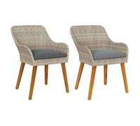 ""Rebais""Chaise de jardin - Siège avec Accoudoirs 1 place - 2 pcs Gris clair 55x62,5x82cm polyrotin CL583091