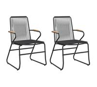 ""Rebais""Chaises de jardin - Siège avec Accoudoirs 1 place - lot de 2 noir 58x59x85,5cm Rotin PVC CL737279