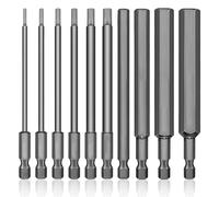 Rebanky 10 PCS Embout Allen Long 100mm Embout de Tournevis Hexagonaux S2 1,5-12mm Hex Embouts de Tournevis Magnétiques à Tête Hexagonale Embout Visseuse Hex pour Perceuse,Visseuse