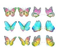 Rebanky 12 Pièce Sticker Magnétique Papillon Autocollant de Fenêtre, Fenêtre Papillon Magnétique Délicate Double Face Décoratifs Autocollant Papillon Anti Collision Magnétique pour Moustiquaires