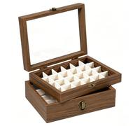 Rebanky 2 Boîte à Pierre Pierres et Minéraux, en Bois 24 Compartiments | Boite Rangement Pierre Lithotherapie pour Classer Pierres Précieuses, Cristaux, Roches, Fossiles et Petites