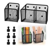 Rebanky 2 Pièces Porte Stylo en Métal Maille Magnétique Panier Rangement Magnétique Maille Porte Stylos Organisateur de Bureau Pot à Crayon avec Aimant pour l'école, la Maison