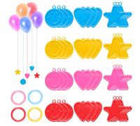 Rebanky 36 Pièces Poids en Plastique pour Ballons Poids de Colorés pour Ballons à Hélium Poids de Ballon en Forme D'étoile Amour Smile avec Ruban Ballon pour Décor de Fête Mariage Anniversaire