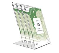 Rebanky 4 Pièces Presentoir A5 en Plastique Transparent A5 Présentoirs de Table Incliné Support Plexiglass A5 Porte Affiche Plexi A5 pour Menu,Dépliant,Publicité,Fiches de Bureau,Flyer