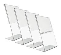 Rebanky 4 Pièces Presentoir A6 en Plastique Transparent Présentoirs de Table Incliné Support A6 Porte Affiche pour Menu,Dépliant,Publicité,Fiches de Bureau,Flyer,10x15 cm