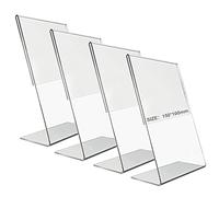Rebanky 4 Pièces Presentoir A6 en Plastique Transparent Présentoirs de Table Incliné Support Plexiglass A6 Porte Affiche Plexi pour Menu,Dépliant,Publicité,Fiches de Bureau,Flyer,10x15 cm