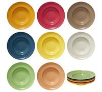 Rebanky 8 Pièces Assiette Pâte Plastique Assiettes à Pâte Italienne 23 cm Assiette pour Pates Creuse Colorées pour Salades, Pâtes, Soupes, Céréales 23 x 4,5 cm