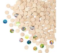 Rebanky Lot de 300 Pièces Tranches de Bois 15 mm Rond Bois Inachevé Petits Disques en Bois Rondins de Bois Deco Cercle de Bois Vierge Tranches Embellissements pour Peinture, Bricolage, Artisanat