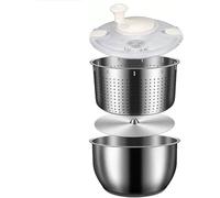 REBCACE Essoreuse à Salade 6L, Grande laveuse de légumes en Acier Inoxydable, Couvercle en PP, pour laveuse de Fruits, essoreuse à pâtes et Frites