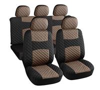 Rebeca Shop - A20 Housse de siège Auto Universelle Beige Noir. Housse de siège de Voiture. modèle matelassé. kit Avant et arrière. 2 Fermetures éclair à l'arrière. intérieur de Voiture.