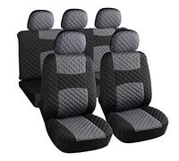 Rebeca Shop - A20 Housse de Siège Auto Universelle Gris Noir, Motif Piqué, Kit Avant et Arrière avec 2 Fermetures Éclair au Dos, Intérieur