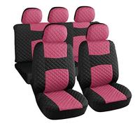Rebeca Shop A20 Housses de siège universelles pour voiture | Modèle matelassé | Ensemble de housses avant et arrière | Zip (A20 matelassé rose)