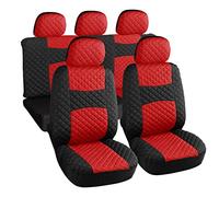 Rebeca Shop A20 Housses de siège universelles pour voiture | Modèle matelassé | Ensemble de housses avant et arrière | Zip (A20 matelassé rouge)