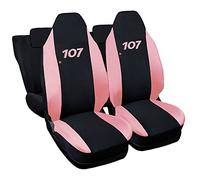 Rebeca Shop® Coprisièges de Voiture compatibles 107 avec sièges Arrière divisés, Lot de 6, divers coloris (Noir/rose)