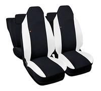 Rebeca Shop® Couvre-sièges Auto compatibles pour Twingo première et deuxième série avec sièges arrière divisés, Set de 6, divers coloris (Noir/Blanc, Pour Twingo 1ère/2ème Série SANS Logo)