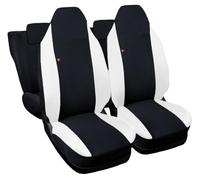 Rebeca Shop® Couvre-sièges de Voiture compatibles pour Twingo avec sièges arrière divisés, Lot de 6, diverses couleurs (Noir/Blanc, Pour Twingo 3e Série SANS Logo)
