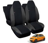Rebeca Shop® Couvre-sièges pour voiture compatibles avec Twingo avec sièges arrière divisés, lot de 6, diverses couleurs (Noir/Gris foncé, pour Twingo 3e série SANS Logo)