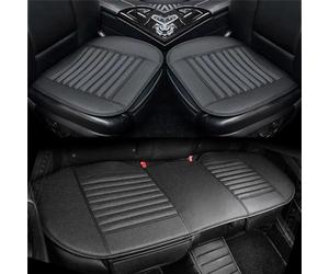 Rebeca Shop Ensemble de 3 housses de siège universelles pour voiture en similicuir noir, protection pour sièges avant et arrière, housses de siège auto