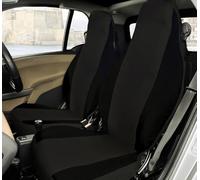 Rebeca Shop® Ensemble de housses de siège avant compatibles pour Smart Fortwo 1ère, 2ème et 3ème série, W450, W451, W453, lot de 2 (Noir/Noir, sans logo)