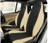 Rebeca Shop® Ensemble de housses de siège avant compatibles pour Smart Fortwo 1ère, 2ème et 3ème série, W450, W451, W453, lot de 2 (Noir/Beige, sans logo)