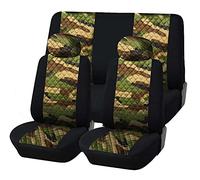Rebeca Shop Ensemble de housses de sièges de voiture universelles, jeu de protections pour sièges avant et arrière, polyester matelassé, confort intérieur, pas pour SUV (Bicolore, Camouflage Classique