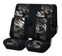 Rebeca Shop Ensemble de housses de sièges de voiture universelles, jeu de protections pour sièges avant et arrière, polyester matelassé, confort intérieur, pas pour SUV (Bicolore, Camouflage Clair)