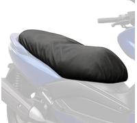 Rebeca Shop Housse de selle en cuir synthétique noire universelle extensible avec sac | Couvre-selle adaptable pour scooter moto | différentes tailles M - L - XL - Maxi | Accessoires moto (L (86 x 48