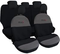 Rebeca Shop Housses de siège auto compatibles avec 500 x 2014-2023, lot de 12 pièces, fabriqué en Italie, tissu polycoton, housses de protection pour sièges avant et arrière (gris foncé - noir)