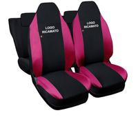 Rebeca Shop® Housses de siège auto compatibles pour Twingo avec sièges arrière divisés, lot de 6, différentes couleurs (noir/fuchsia, pour Twingo 1/2a série avec logo)