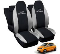 Rebeca Shop® Housses de siège auto compatibles pour Twingo avec sièges arrière divisés, lot de 6, différentes couleurs (noir/gris clair, pour Twingo 3ème série avec logo)