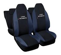 Rebeca Shop® Housses de siège auto compatibles pour Twingo première et deuxième série avec sièges arrière divisés, lot de 6, différentes couleurs (noir/bleu, pour Twingo 1/2a série avec logo)