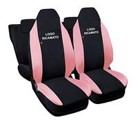 Rebeca Shop® Housses de siège auto compatibles pour Twingo première et deuxième série avec sièges arrière divisés, lot de 6, différentes couleurs (noir/rose, pour Twingo 1/2a série avec logo)
