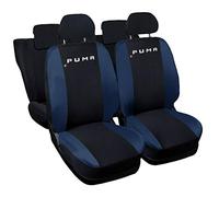 Rebeca Shop Housses de siège auto compatibles Puma | Housses de siège avant et arrière | Logo brodé | Airbag Compatible | Accessoires Auto Intérieur (Noir/Bleu foncé)