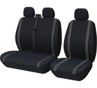 Rebeca Shop - Housses de siège auto pour fourgonnettes, 3 places avant, universel, en polycoton , avec accoudoir (Noir/Gris)