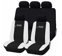 Rebeca Shop Housses de siège auto universelles Made in Italy - Racing - dossier arrière avec 2 fermetures éclair - airbags compatibles en différentes couleurs (noir/blanc)