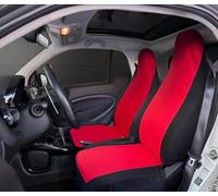 Rebeca Shop® Housses de siège avant compatibles pour Smart Fortwo, première, deuxième et troisième séries, W450 W451 W453, lot de 2 housses de ceinture centrale colorée (rouge/noir, Smart Fortwo)