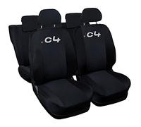 Rebeca Shop Housses de siège compatibles pour C4 dossier Arrière divisé 1/3 (dossier uniquement) Housses de siège auto (Noir - Noir)
