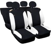 Rebeca Shop - Housses de siège de voiture universelles, pour 500, avant et arrière (50/50), en polycoton, Noir/Blanc