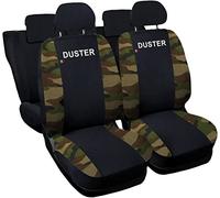 Rebeca Shop - Housses de siège pour siège Auto, compatibles Housses de siège Auto pour Duster |Noir/Camouflage Vert | Made in Italy | Housses pour sièges Avant et arrière | Compatibles airbags
