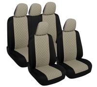 Rebeca Shop® Housses de siège universelles pour voiture, ensemble complet avant et arrière avec fermeture éclair et appuie-tête A23 (Beige/noir)